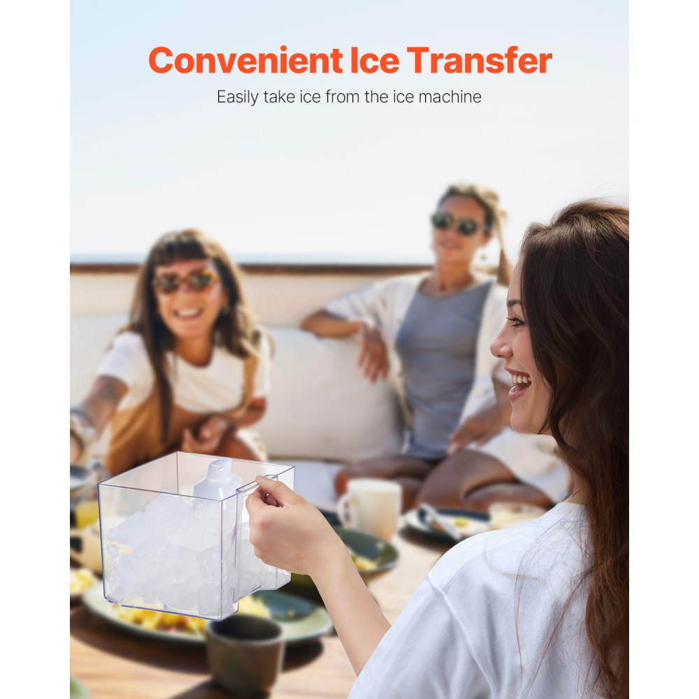 VEVOR Nugget Ice Maker, 37lbs/24H Pebble Ice Maker with Self Cleaning, Chewable Ice Maker with Ice Scoop and Basket, Stainless Steel Ice Machine with Convenient Ice Transfer for Home Kitchen Office
