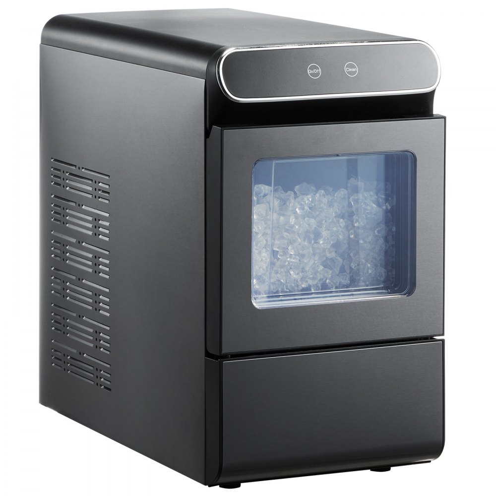 VEVOR Nugget Ice Maker, 37lbs/24H Pebble Ice Maker with Self Cleaning, Chewable Ice Maker with Ice Scoop and Basket, Stainless Steel Ice Machine with Convenient Ice Transfer for Home Kitchen Office