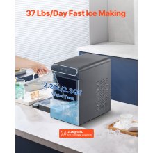 Countertop Nugget Ice Maker 37Lbs/24H Self-Cleaning with Scoop Basket Home Bar