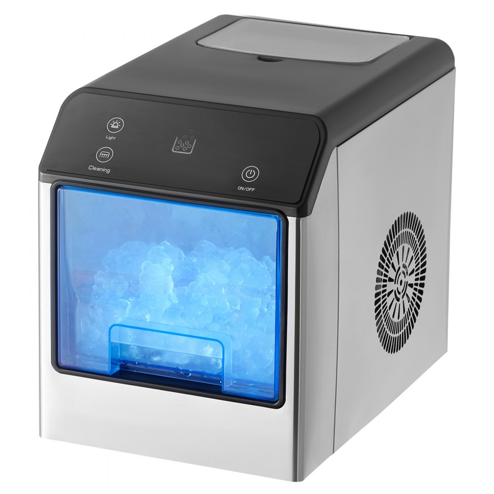 Máquina de hielo en pepitas VEVOR, 15 kg/24 h, con autolimpieza, máquina de hielo masticable con cuchara y bandeja de goteo, máquina de hielo de acero inoxidable con práctica transferencia de hielo para el hogar, la cocina y la oficina.