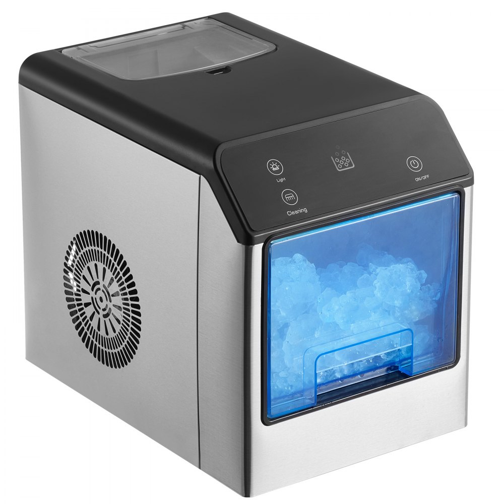 Máquina de hielo en pepitas VEVOR, 15 kg/24 h, con autolimpieza, máquina de hielo masticable con cuchara y bandeja de goteo, máquina de hielo de acero inoxidable con práctica transferencia de hielo para el hogar, la cocina y la oficina.
