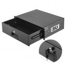 VEVOR 3U Rack Mount Drawer, 50 lbs Max Load-Bearing, Lockable Server Cabinet Case, Sliding Drawer with Lock and Cable Management Holes, for 19 in Network Equipment Server AV Rack or Cabinet Enclosure