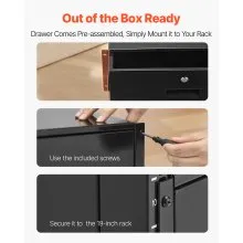 VEVOR 4U Rack Mount Drawer, 50 lbs Max Load-Bearing, Lockable Server Cabinet Case, Sliding Drawer with Lock and Cable Management Holes, for 19 in Network Equipment Server AV Rack or Cabinet Enclosure