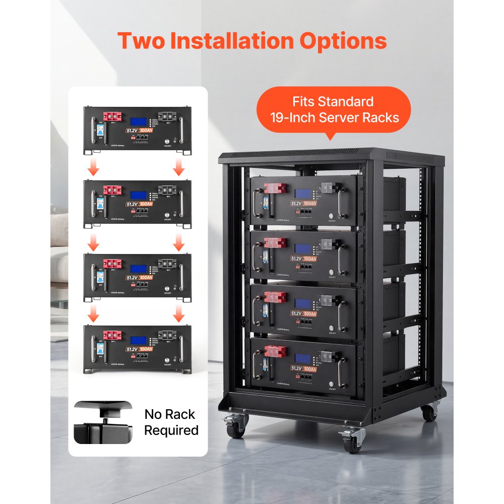 VEVOR Home Power Station Backup Power, 5120Wh, LiFePO4 Lithium Battery, Support Communication, Bluetooth and WiFi, AC 10000W Inverter, Fast Charge, for Home Backup, Emergency, Solar System Components