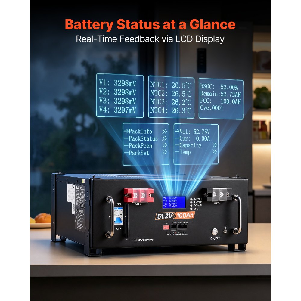 VEVOR Home Power Station Backup Power, 5120Wh, LiFePO4 Lithium Battery, Support Communication, Bluetooth and WiFi, AC 10000W Inverter, Fast Charge, for Home Backup, Emergency, Solar System Components