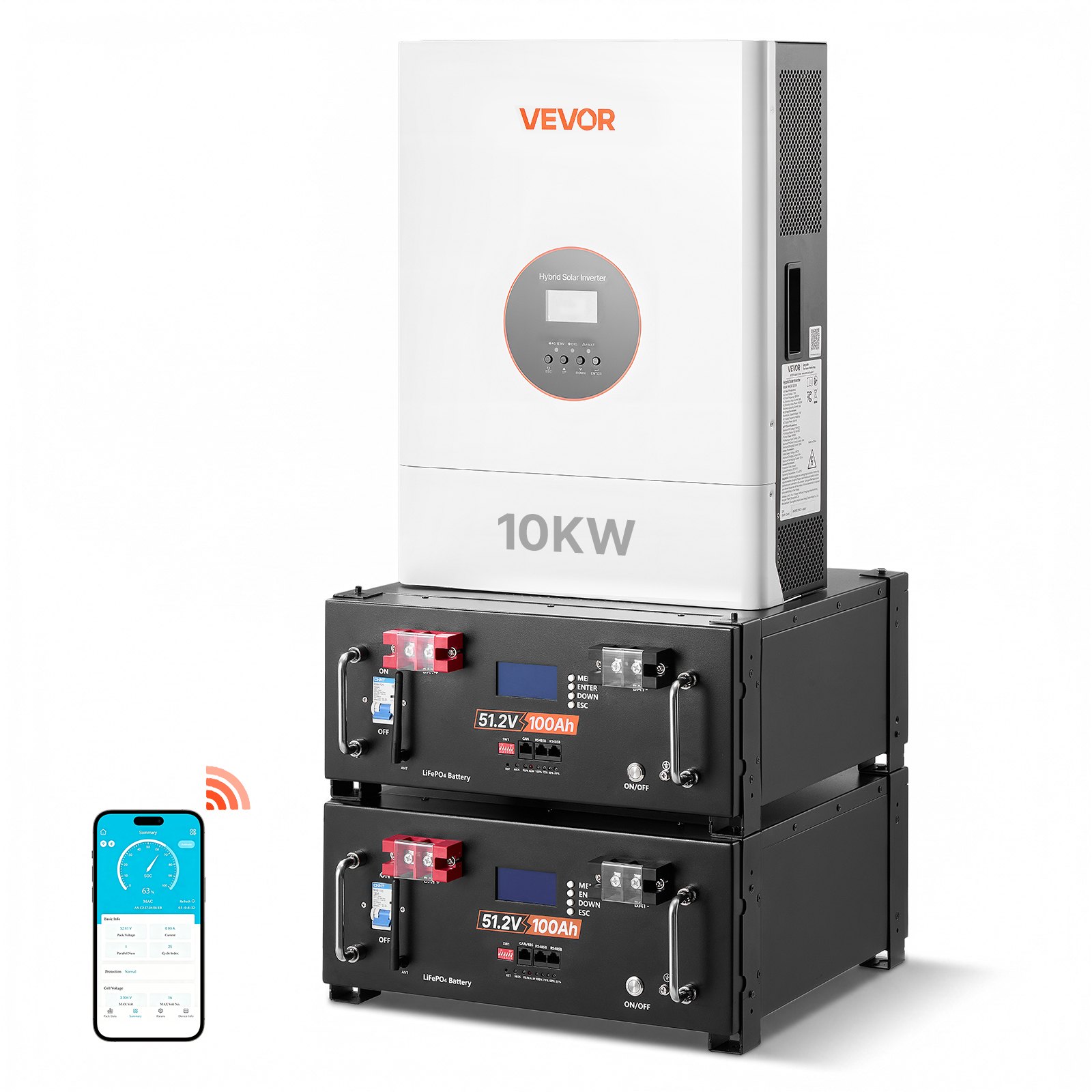 VEVOR Home Power Station Backup Power, 5120Wh, LiFePO4 Lithium Battery, Support Communication, Bluetooth and WiFi, AC 10000W Inverter, Fast Charge, for Home Backup, Emergency, Solar System Components