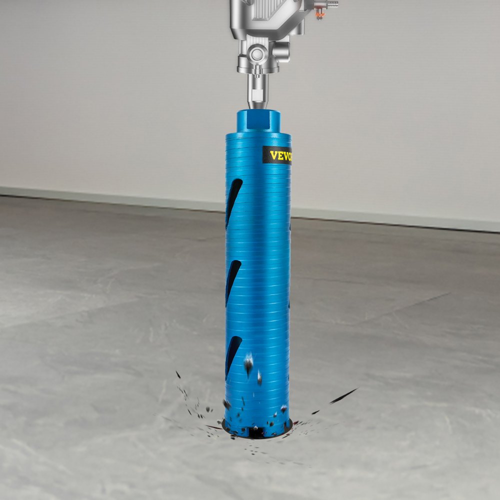 VEVOR dry core drill bit in use on concrete floor.