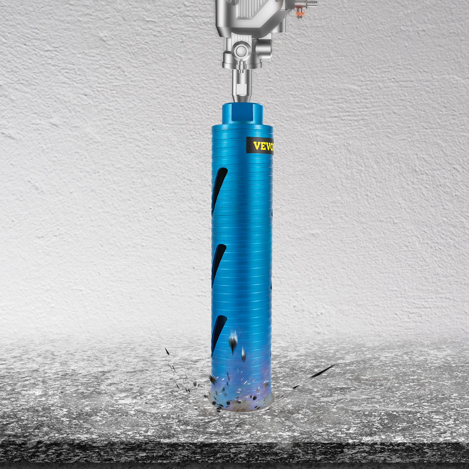 VEVOR Dry Core Drill Bit, 3" / 76.2mm Diameter 5/8"-11 Shank Arbor with a Pilot Bit & 4.5" Blade, 9.5" / 241.3mm Depth Diamond Coring Bore Tool, Masonry Hole Saw Bits for Hard Concrete Brick and Block
