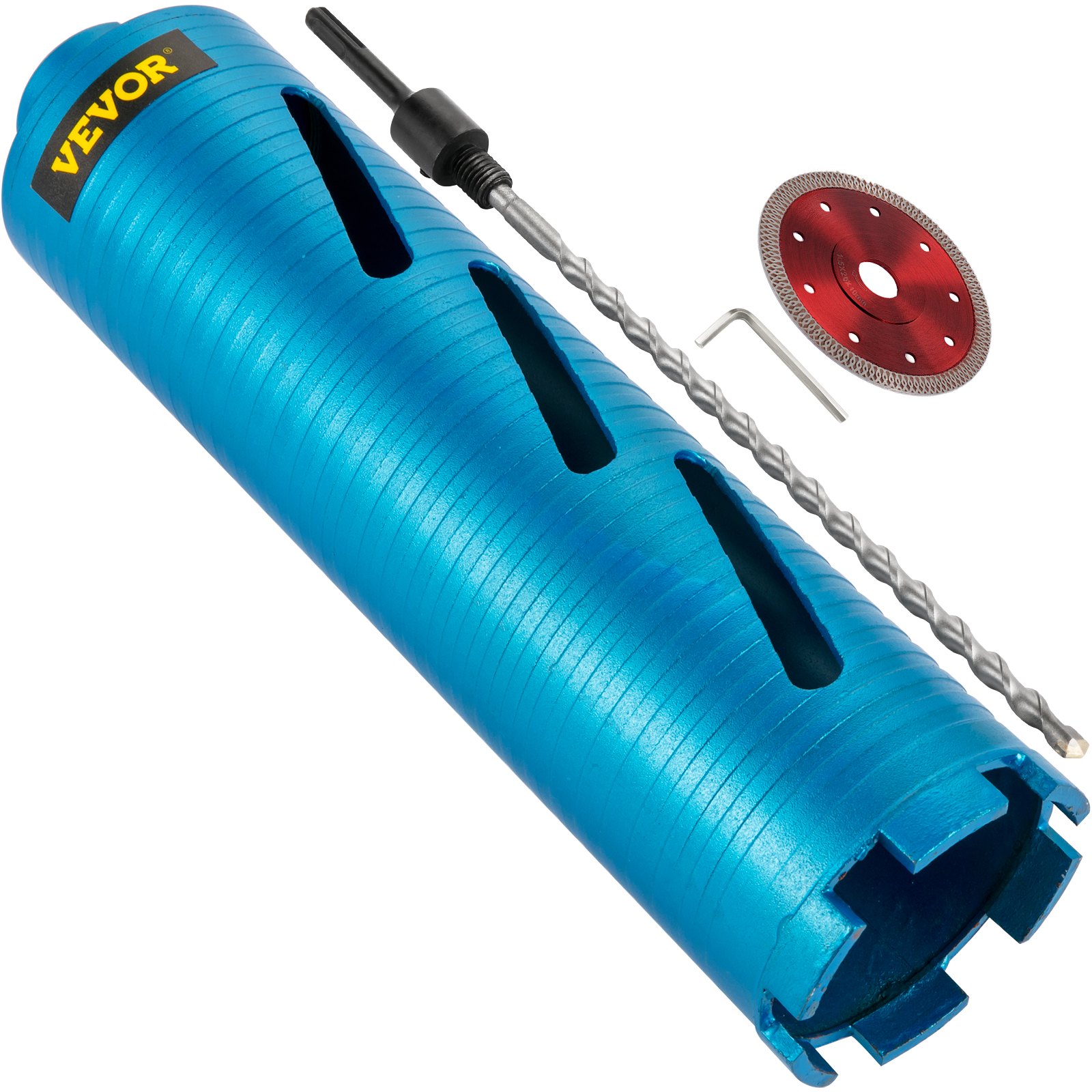 VEVOR Dry Core Drill Bit, 3" / 76.2mm Diameter 5/8"-11 Shank Arbor with a Pilot Bit & 4.5" Blade, 9.5" / 241.3mm Depth Diamond Coring Bore Tool, Masonry Hole Saw Bits for Hard Concrete Brick and Block