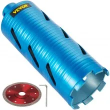 VEVOR Diamond Core Drill, 4\"/101mm Diameter Core Drill Bit, 9.5\"/241mm Concrete Core Drill Bit, 5/8\"-11 Thread Core Bit, Dry/Wet Drill Core Bits with a Blade, Diamond Wet Coring Bit For Concrete Br