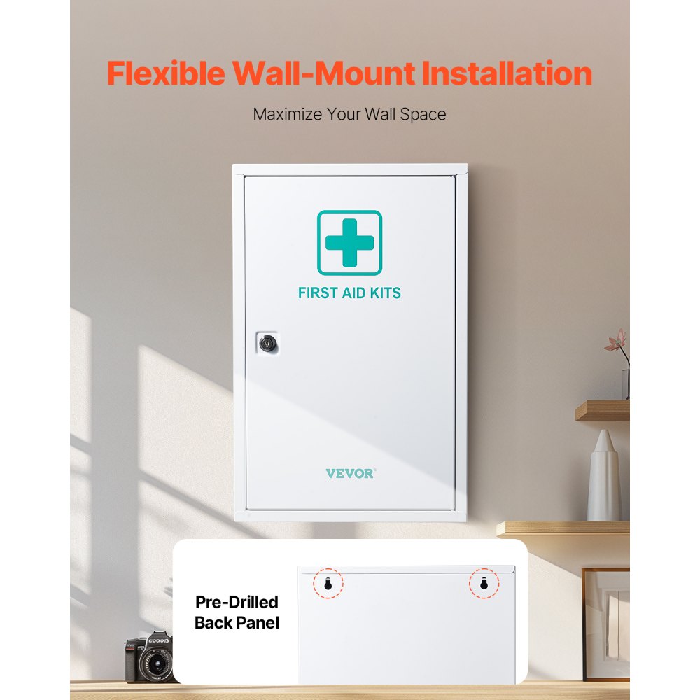 VEVOR 3-Shelf First Aid Cabinet, 1000 Pieces, Large Capacity First Aid Kit, Wall Mounted Medicine Cabinet, OSHA & ANSI 2015 (Class A), Industrial Emergency Metal Med Box, for Business and Worksite