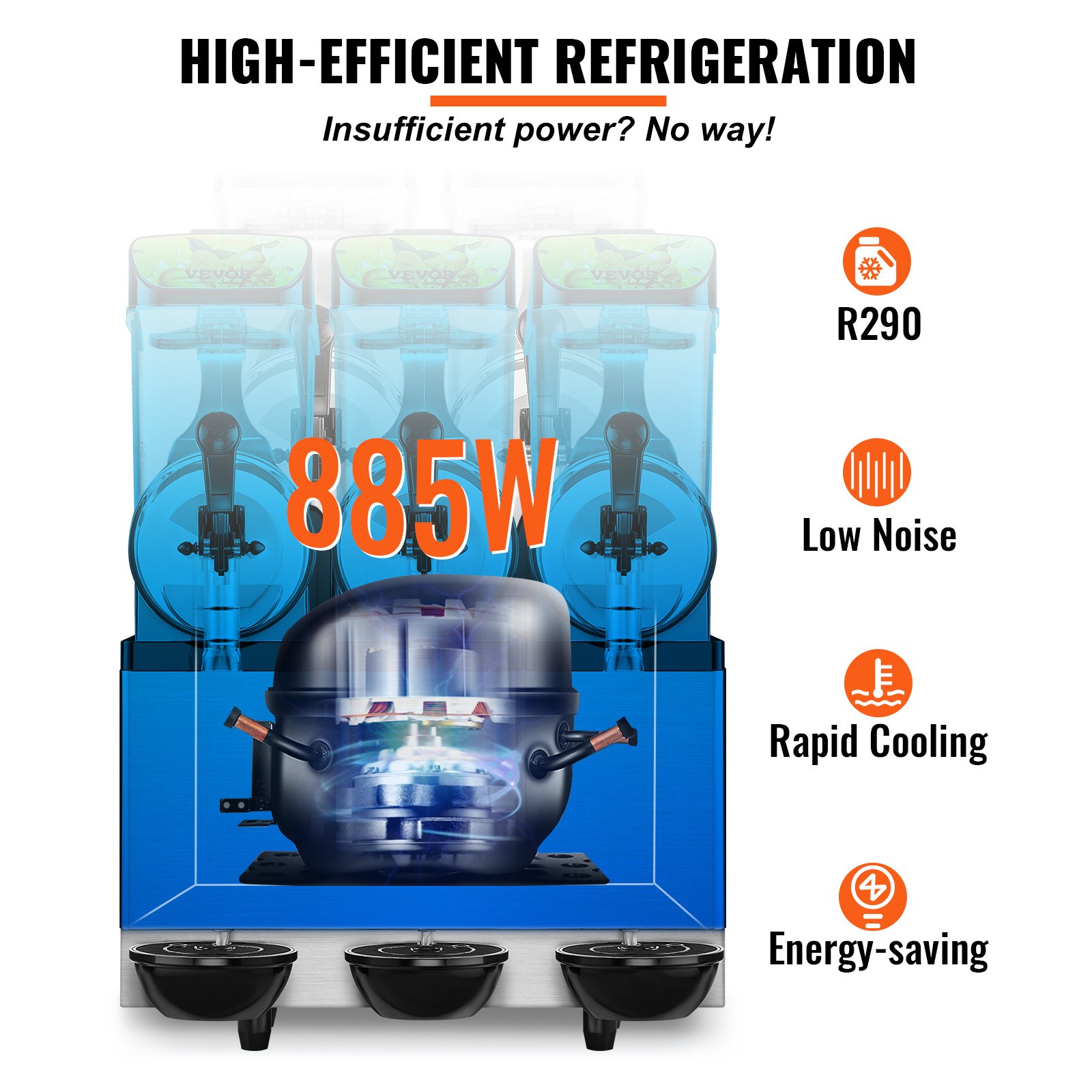 VEVOR 3 x 12L / 3.2 Gal Commercial Slush Machine Margarita Smoothie Frozen Drink