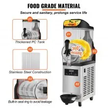VEVOR Commercial Slushy Machine, 12L/3.2Gal Single Bowl, 50 Cups Margarita Machine, 500W Stainless Steel Margarita Smoothie Frozen Drink Maker, Slushie Machine for Party Cafe Restaurants Bars Home Use