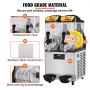 VEVOR commercial slushy machine with stainless steel construction, thickened pc tank, and 360° mixing.