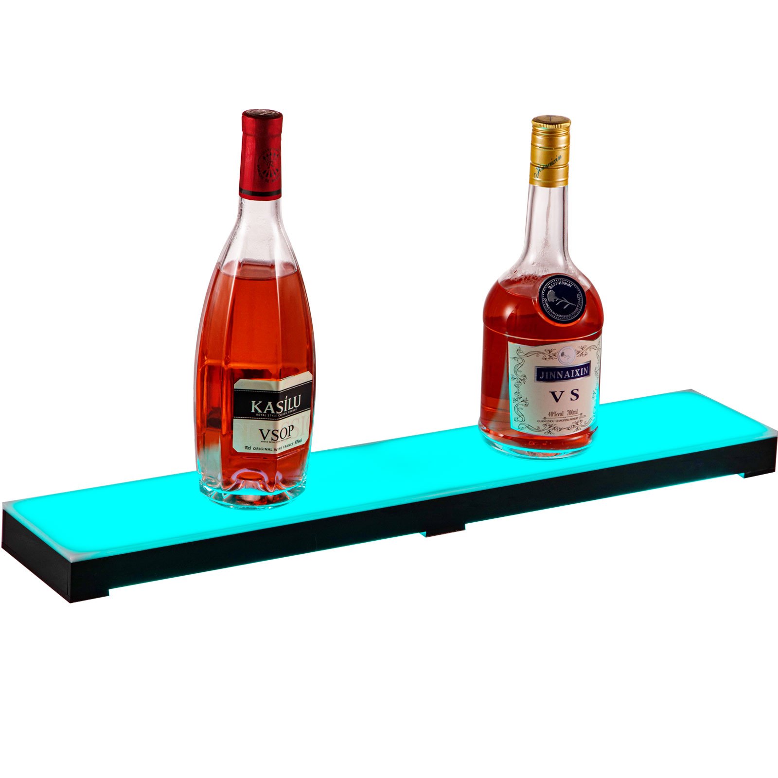 VEVOR LED Lighted Liquor Bottle Display Shelf, 24-inch LED Bar Shelves for Liquor, 1-Step Lighted Liquor Bottle Shelf for Home/Commercial Bar, Acrylic Lighted Bottle Display with Remote & App Control