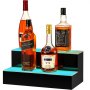 VEVOR Estante de exhibición de botellas de licor con luz LED, estantes de barra LED de 20 pulgadas para licor, estante de botellas de licor iluminado de 2 pasos para el hogar/bar comercial, exhibición de botellas iluminadas de acrílico con control remoto y aplicación