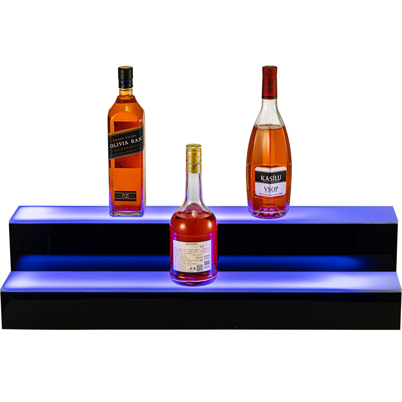 VEVOR LED Lighted Liquor Bottle Display Shelf, 30-inch LED Bar Shelves for Liquor, 2-Step Lighted Liquor Bottle Shelf for Home/Commercial Bar, Acrylic Lighted Bottle Display with Remote & App Control