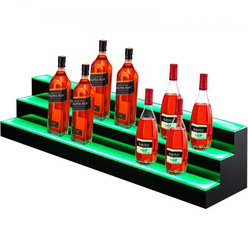 VEVOR LED Lighted Liquor Bottle Display Shelf, 60-inch LED Bar Shelves for Liquor, 3-Step Lighted Liquor Bottle Shelf for Home/Commercial Bar, Acrylic Lighted Bottle Display with Remote & App Control