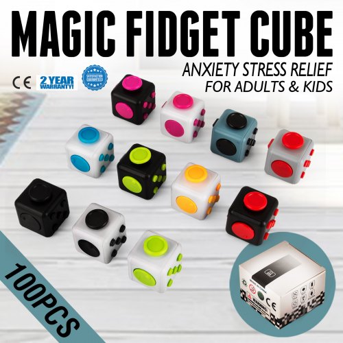 100PCS/LOT Magic Fidget Cube Anxiety Stress Relief Focus 6-side Gift For Adults&Kids