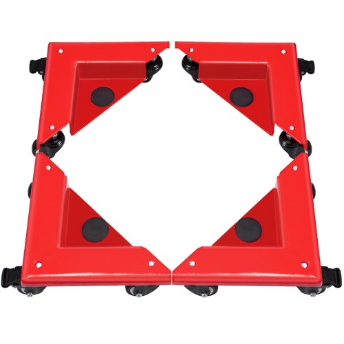 VEVOR Safe Dolly 3 Wheel (1 Locking & 2 Swivel), Corner Mover 1380 Lbs Load Capacity, Cabinet Movers Set of 4 with Fixed Rope, for Lifting and Moving Furniture, Pool Table, Low Profile Safe,Red