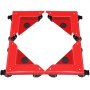 VEVOR Safe Dolly 3 Wheel (1 Locking & 2 Swivel), Corner Mover 1380 Lbs Load Capacity, Cabinet Movers Set of 4 with Fixed Rope, for Lifting and Moving Furniture, Pool Table, Low Profile Safe,Red