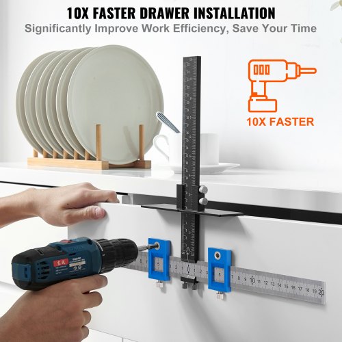 All-Metal Drill Guide Jig For Cabinet Handles & Drawer Pulls - Woodworking Tool