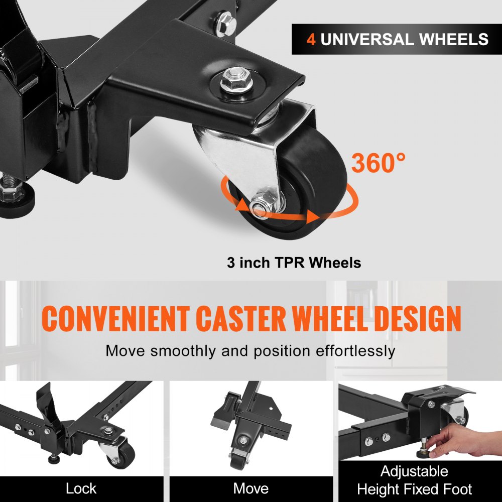 VEVOR Mobile Base, 1500 lbs Capacity, Adjustable from 20" x 24.5" to 28" x 33.5", Heavy Duty Universal Mobile Base Stand with 4 Swivel Wheels, for Woodworking Equipment, Bandsaw, Power Tool, Machine