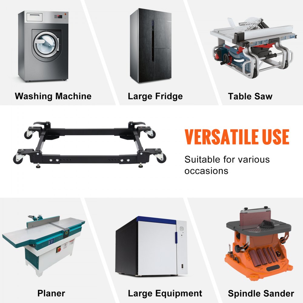 VEVOR Mobile Base, 1500 lbs Capacity, Adjustable from 20" x 24.5" to 28" x 33.5", Heavy Duty Universal Mobile Base Stand with 4 Swivel Wheels, for Woodworking Equipment, Bandsaw, Power Tool, Machine