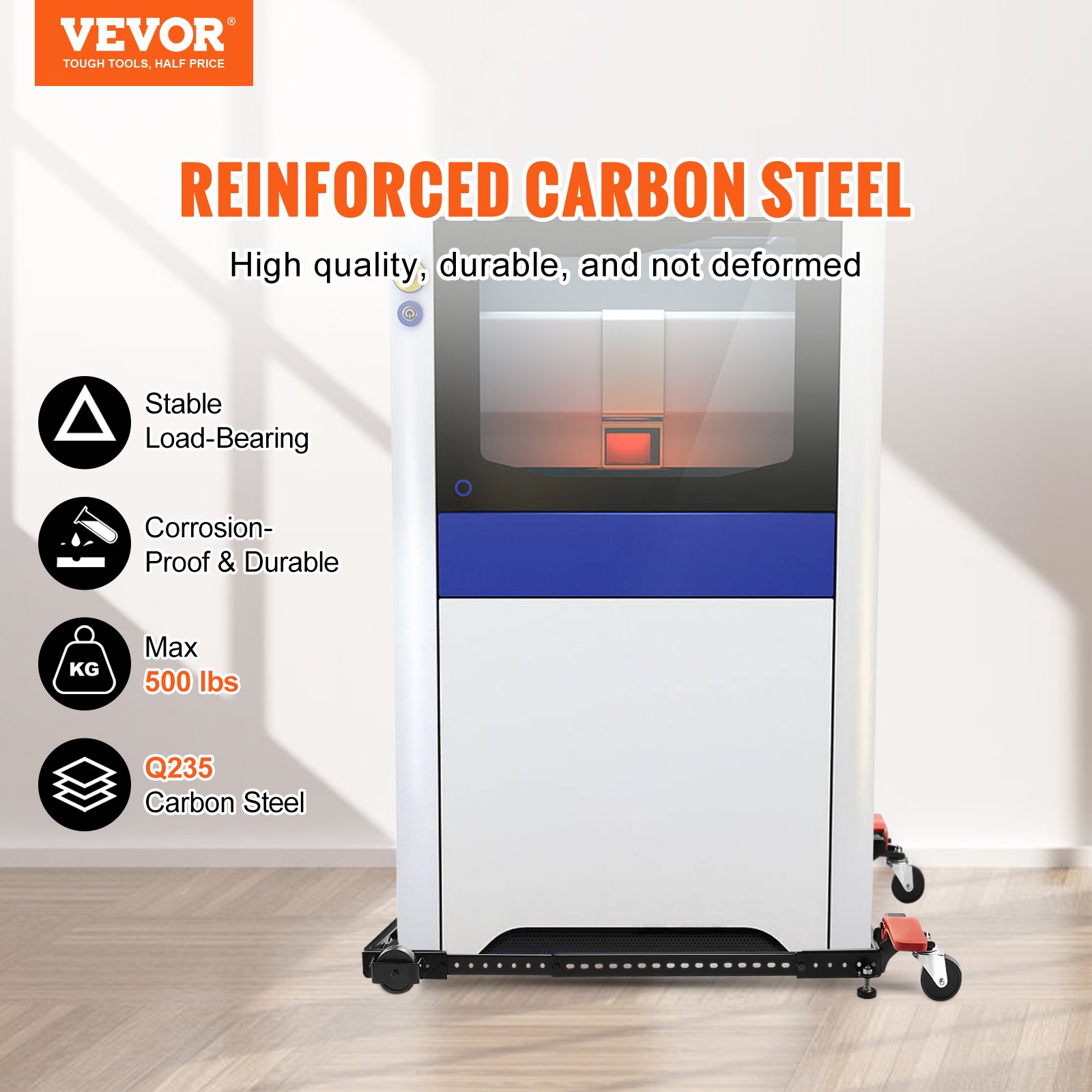 VEVOR Mobile Base, 226.8 kg Capacity, Adjustable from 304 x 304 mm to 914 x 914 mm, Heavy Duty Universal Mobile Base Stand with Swivel Wheels, for Woodworking Equipment, Bandsaw, Power Tools, Machines