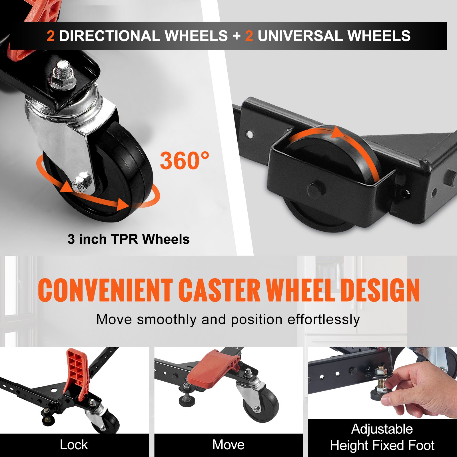 VEVOR Mobile Base, 226.8 kg Capacity, Adjustable from 304 x 304 mm to 914 x 914 mm, Heavy Duty Universal Mobile Base Stand with Swivel Wheels, for Woodworking Equipment, Bandsaw, Power Tools, Machines