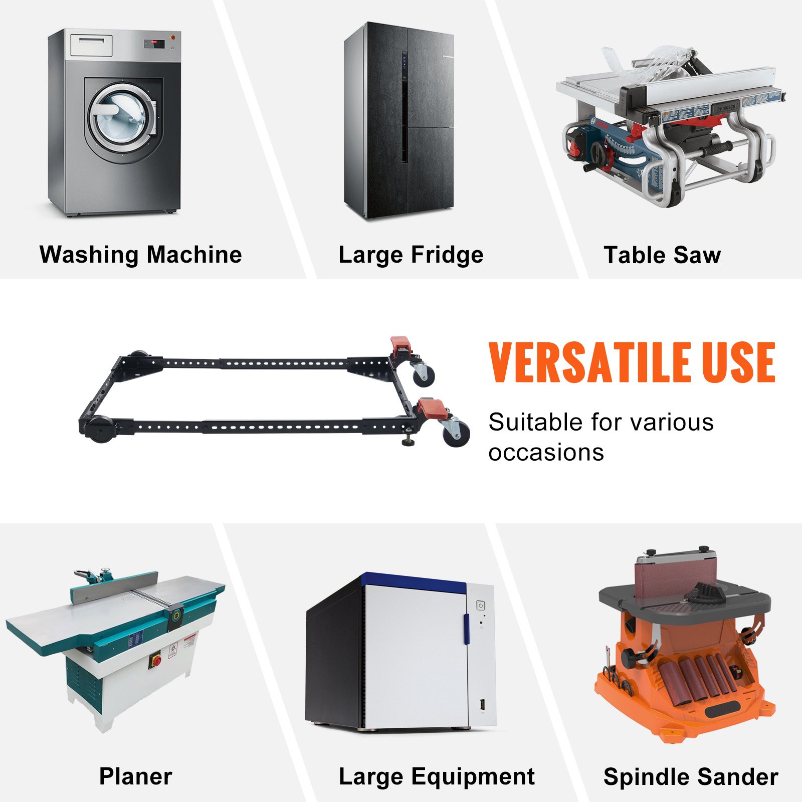 VEVOR Mobile Base, 226.8 kg Capacity, Adjustable from 304 x 304 mm to 914 x 914 mm, Heavy Duty Universal Mobile Base Stand with Swivel Wheels, for Woodworking Equipment, Bandsaw, Power Tools, Machines