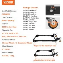 VEVOR Mobile Base Heavy Duty Universal Stand 650 lbs Capacity For Tools Machines