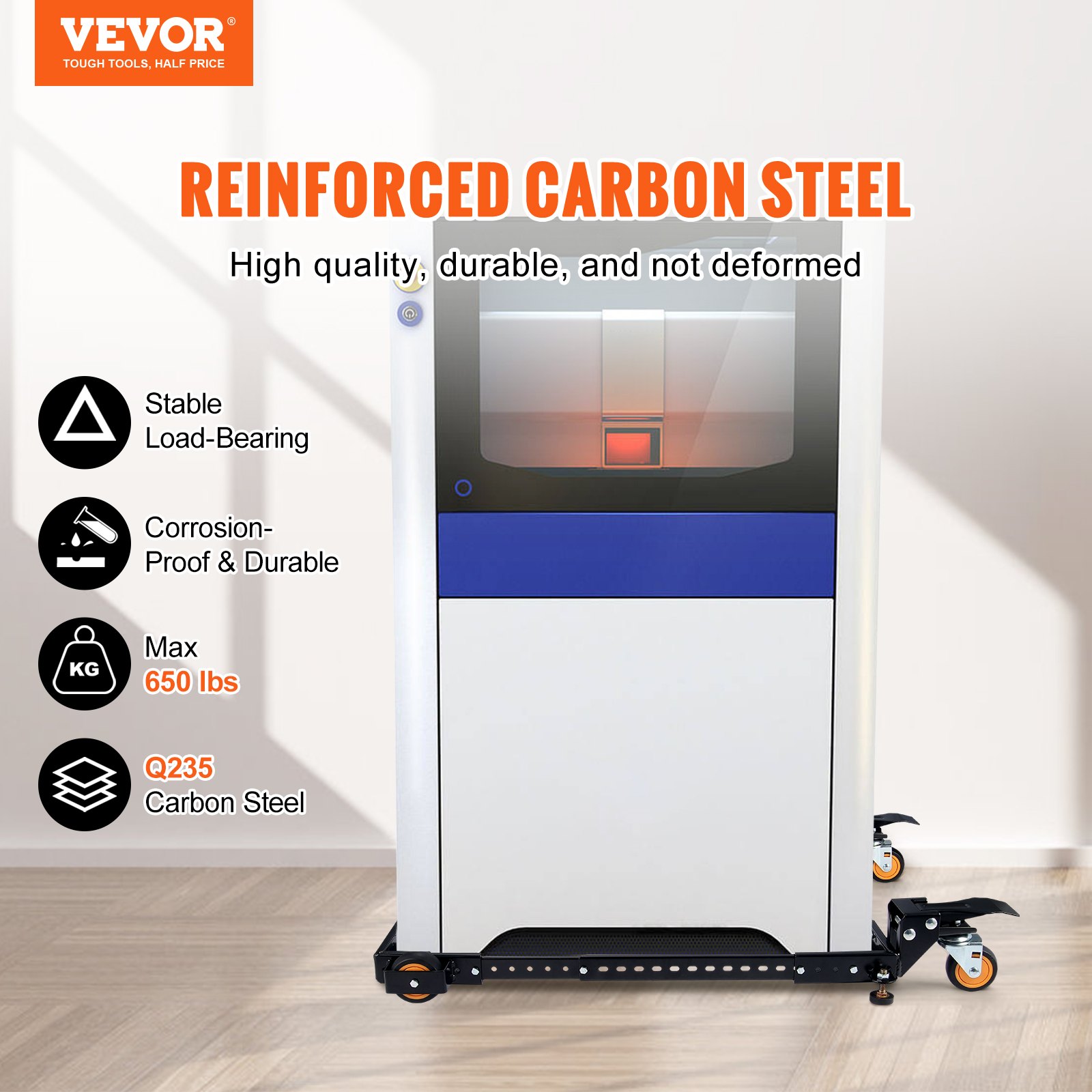 VEVOR Mobile Base, 650 lbs Weight Capacity, Adjustable from 12" x 12" to 36" x 36", Heavy Duty Universal Mobile Base Stand with Swivel Wheels, for Woodworking Equipment, Bandsaw, Power Tools, Machines