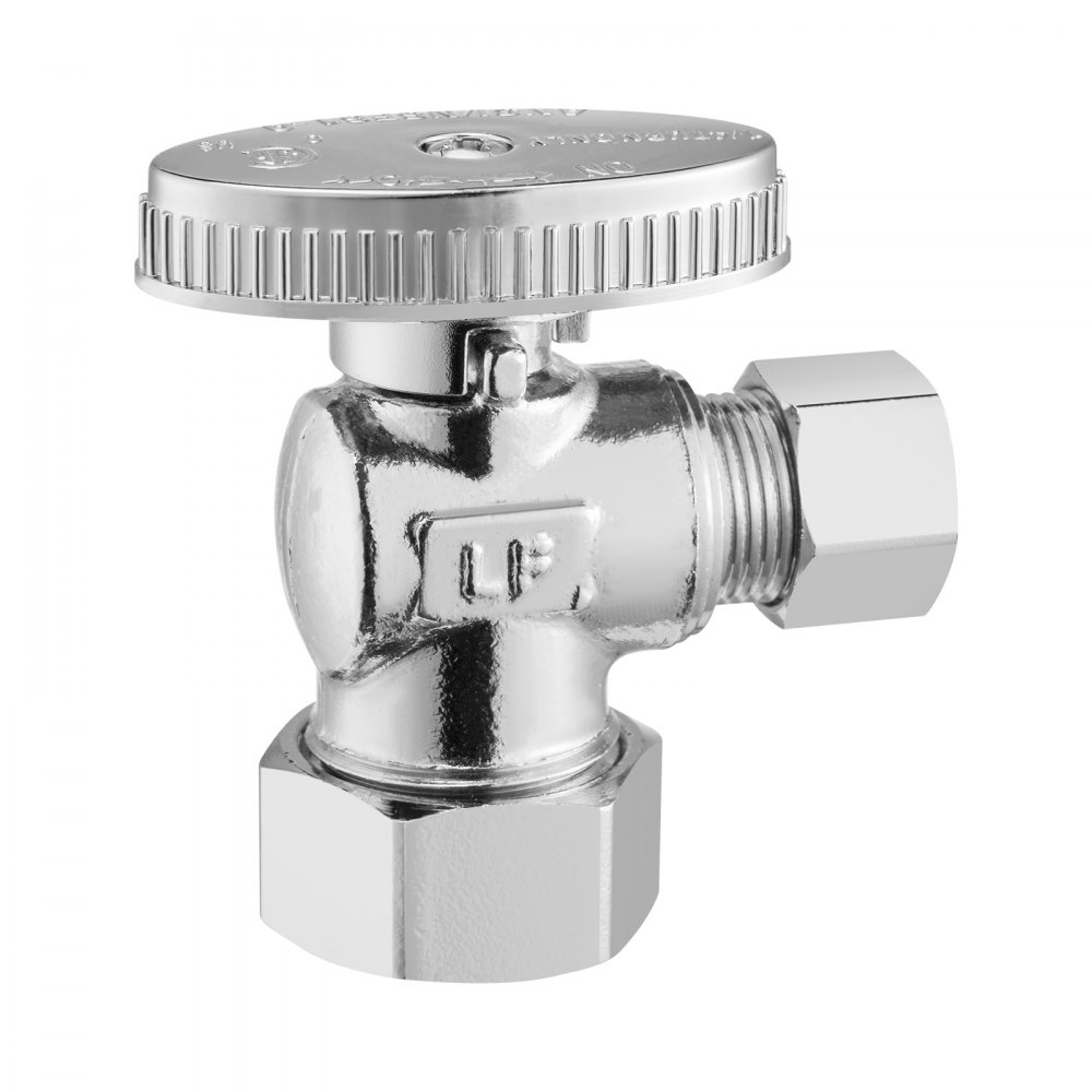 VEVOR 10-Pack Angle Stop Valve, 1/4 Turn Water Shut Off Valves, 1/2" Nominal (5/8" OD) Compression Inlet x 3/8" OD Compression Outlet Shutoff Valve for Bathroom Kitchen Toilet Shower Plumbing