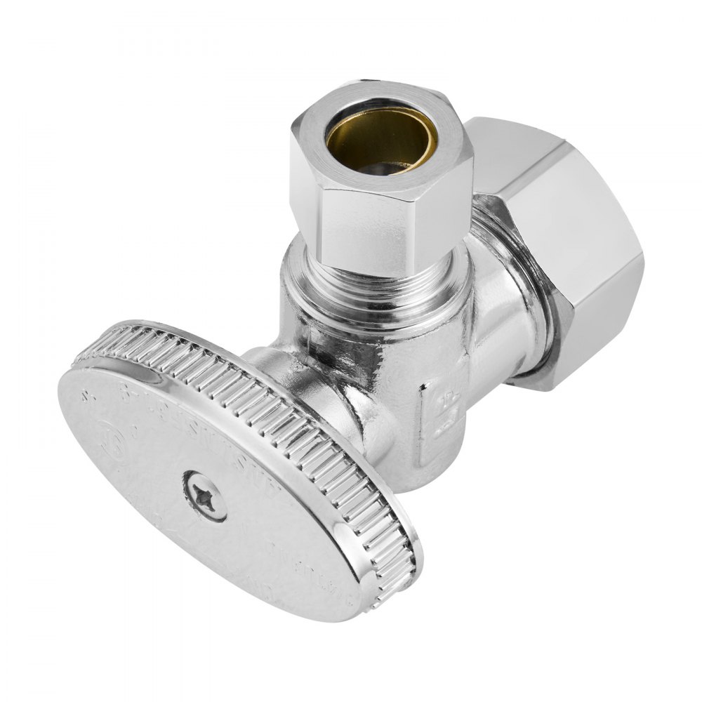 VEVOR 10-Pack Angle Stop Valve, 1/4 Turn Water Shut Off Valves, 1/2" Nominal (5/8" OD) Compression Inlet x 3/8" OD Compression Outlet Shutoff Valve for Bathroom Kitchen Toilet Shower Plumbing