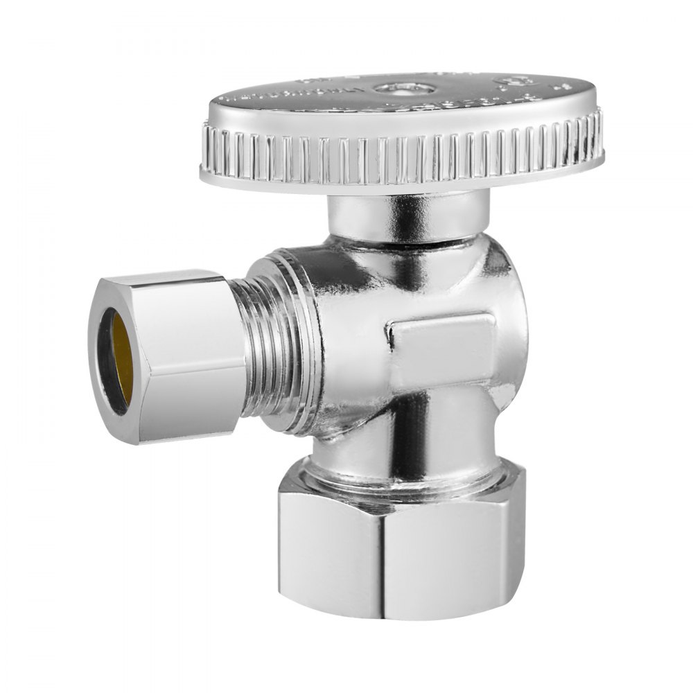 VEVOR 10-Pack Angle Stop Valve, 1/4 Turn Water Shut Off Valves, 1/2" Nominal (5/8" OD) Compression Inlet x 3/8" OD Compression Outlet Shutoff Valve for Bathroom Kitchen Toilet Shower Plumbing