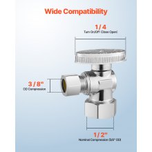 10-Pack Angle Stop Valve 1/4 Turn 5/8" OD (1/2" NOM) x 3/8" OD Compression