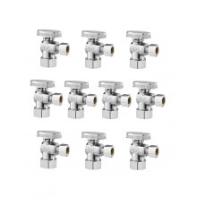 10-Pack Angle Stop Valve 1/4 Turn 5/8" OD (1/2" NOM) x 3/8" OD Compression