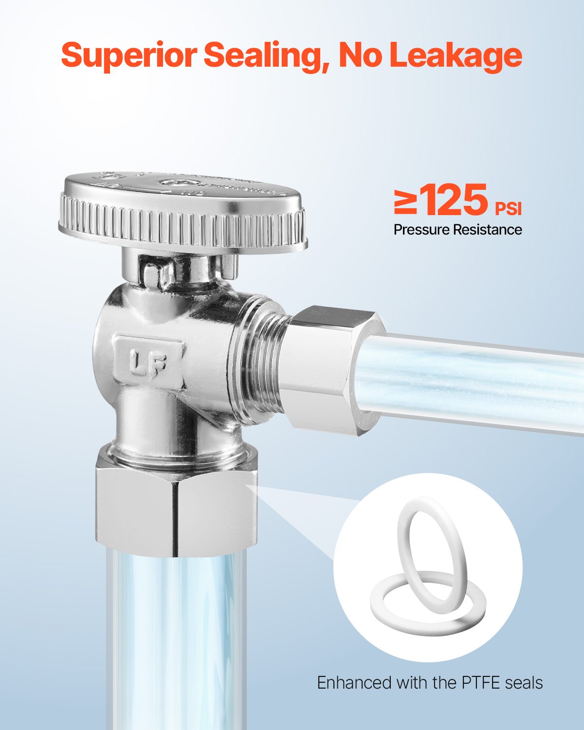 VEVOR 10-Pack Angle Stop Valve, 1/4 Turn Water Shut Off Valves, 1/2" Nominal (5/8" OD) Compression Inlet x 3/8" OD Compression Outlet Shutoff Valve for Bathroom Kitchen Toilet Shower Plumbing