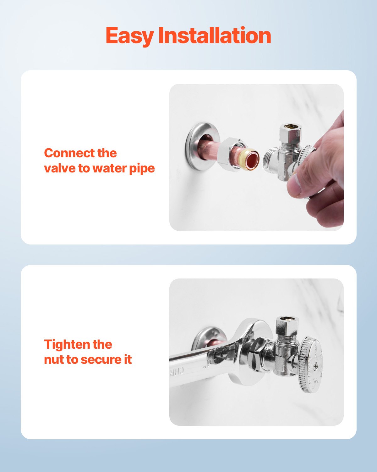 VEVOR 10-Pack Angle Stop Valve, 1/4 Turn Water Shut Off Valves, 1/2" Nominal (5/8" OD) Compression Inlet x 3/8" OD Compression Outlet Shutoff Valve for Bathroom Kitchen Toilet Shower Plumbing