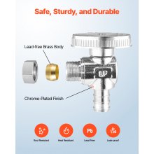 10 Pack Angle Stop Valve 1/2" PEX x 3/8" OD Compression 1/4 Turn Shut Off Valves