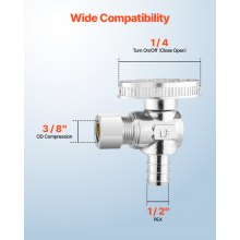 10 Pack Angle Stop Valve 1/2" PEX x 3/8" OD Compression 1/4 Turn Shut Off Valves