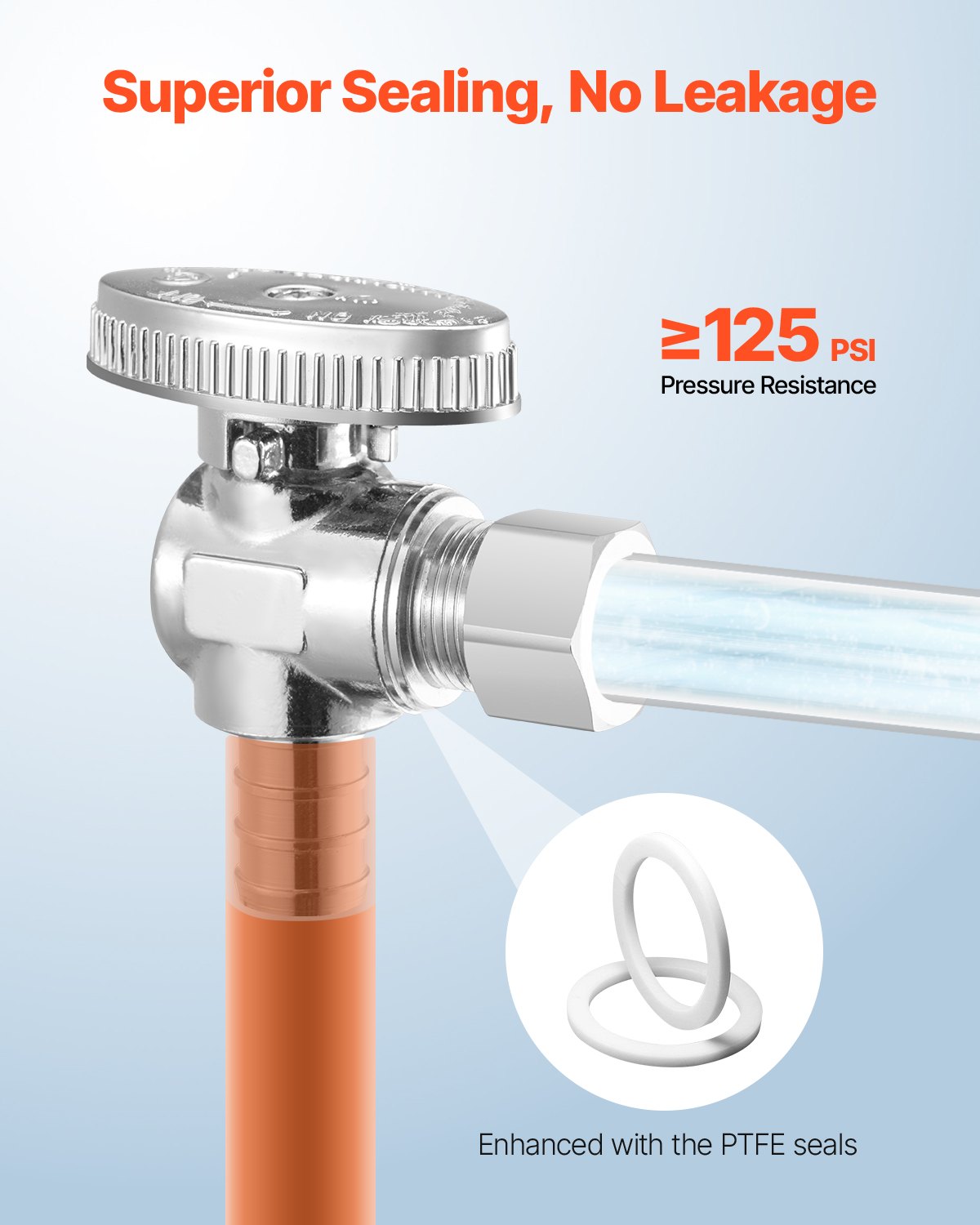 VEVOR 10 Pack Angle Stop Valve, Water Shut Off Valve 1/2" PEX x 3/8" OD Compression, 1/4 Turn Chrome Plated Brass Shutoff Valves for Bathroom Kitchen Toilet Shower Plumbing