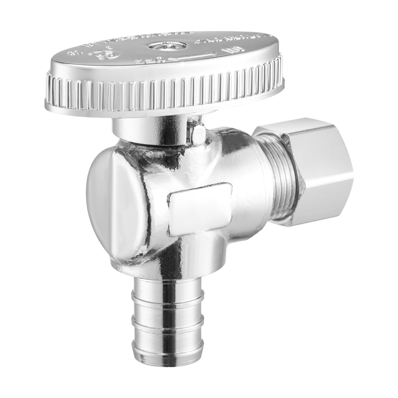 VEVOR 10 Pack Angle Stop Valve, Water Shut Off Valve 1/2" PEX x 3/8" OD Compression, 1/4 Turn Chrome Plated Brass Shutoff Valves for Bathroom Kitchen Toilet Shower Plumbing