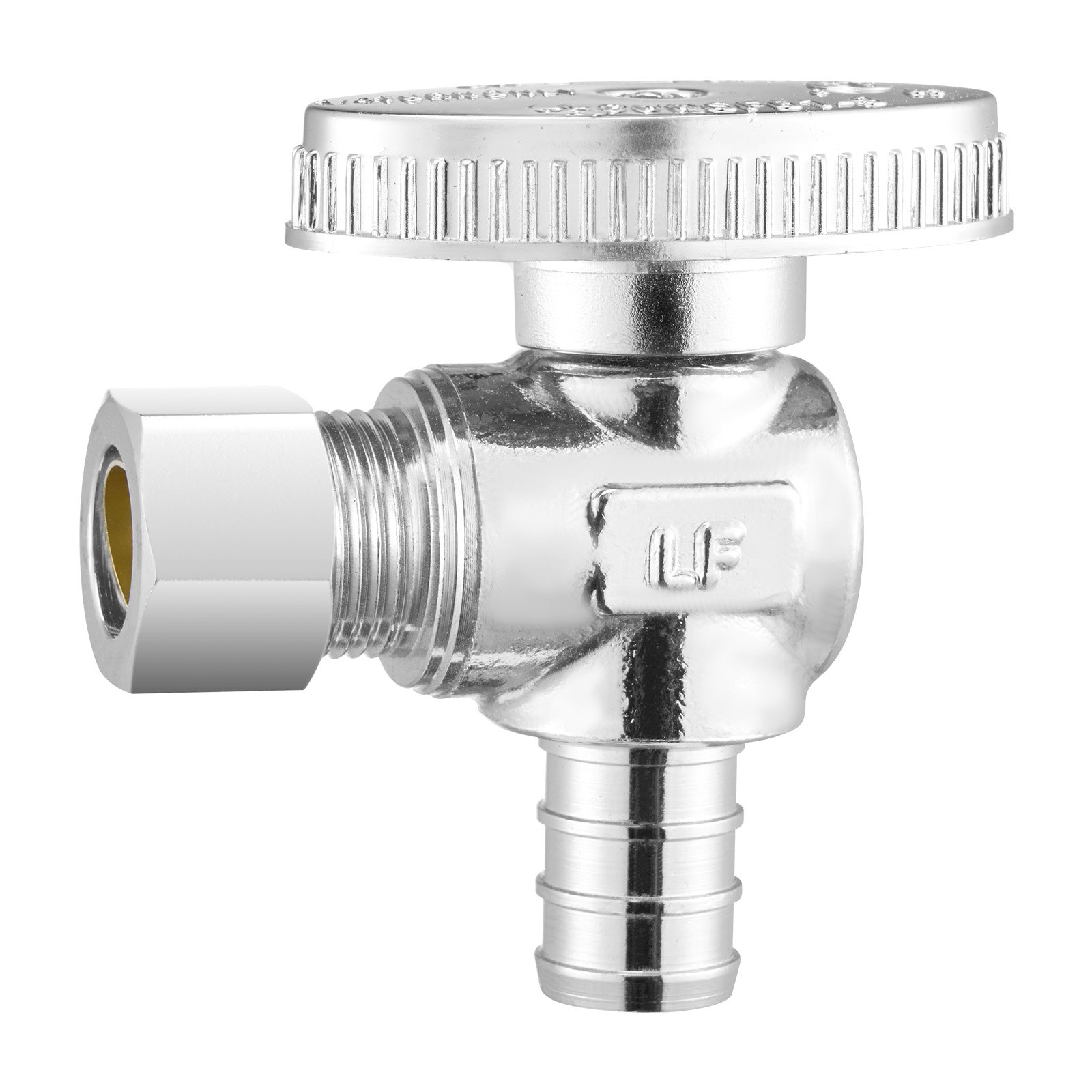 VEVOR 10 Pack Angle Stop Valve, Water Shut Off Valve 1/2" PEX x 3/8" OD Compression, 1/4 Turn Chrome Plated Brass Shutoff Valves for Bathroom Kitchen Toilet Shower Plumbing