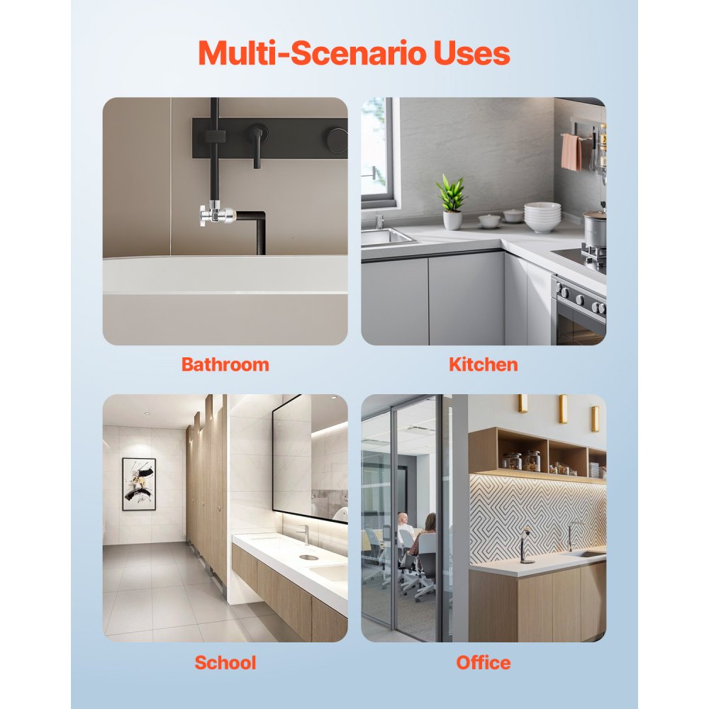 VEVOR 10 Pack Angle Stop Valve, Push-to-Connect Water Shut Off Valve 1/2" PTC x 3/8" OD Compression, 1/4 Turn Chrome Plated Brass Shutoff Valves for Copper, CPVC, PE-RT, PEX Pipe