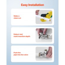 10 Pack Angle Stop Valve Push-to-Connect 1/2" PTC x 3/8" OD Compression 1/4 Turn