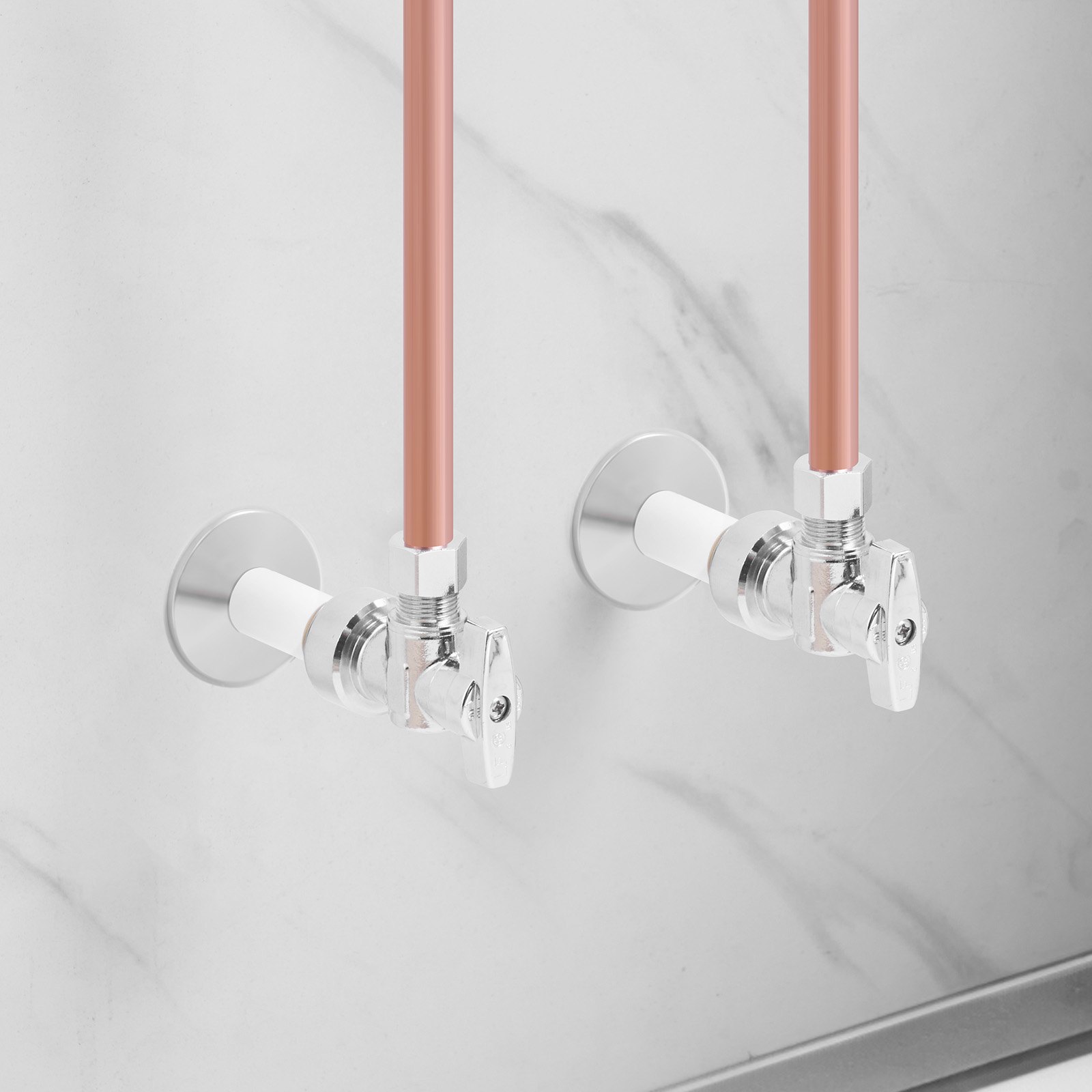 VEVOR 10 Pack Angle Stop Valve, Push-to-Connect Water Shut Off Valve 1/2" PTC x 3/8" OD Compression, 1/4 Turn Chrome Plated Brass Shutoff Valves for Copper, CPVC, PE-RT, PEX Pipe