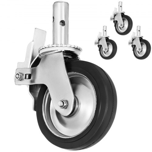 Andamio Caster 8" X 2" 4 piezas Negro Pu Rueda Freno de pie 1100lbs