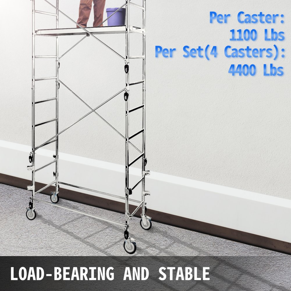 Scaffold Caster 8" X 2" 4 Pcs Black Pu Wheel Foot Brake 1100lbs